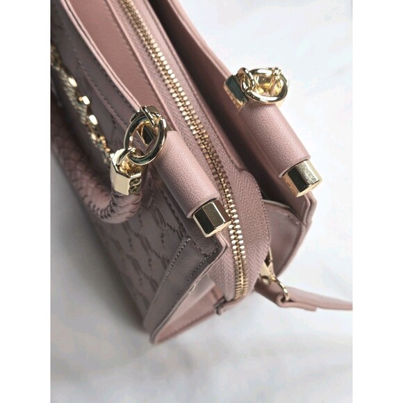 NWT bebe Blush Pink Logo Satchel Braided Handle Gold Hardware Crossbody - Picture 6 of 12